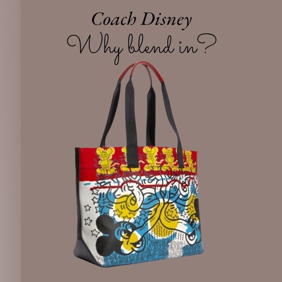NEW COACH DISNEY MICKEY MOUSE X KEITH HARING TOTE SHOULDER BAG - Picture 1 of 16
